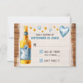 オクトーバーフェスト結婚のバ素朴バリアンビールRSVPカード 招待状 (正面)