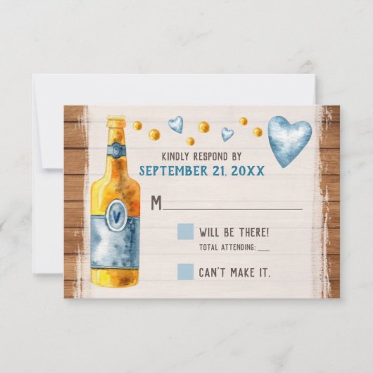 オクトーバーフェスト結婚のバ素朴バリアンビールRSVPカード 招待状 (正面)