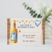 オクトーバーフェスト結婚のバ素朴バリアンビールRSVPカード 招待状 (スタンド正面)