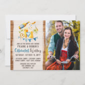 オクトーバーフェスト結婚のバ素朴バリパーティー写真 招待状 (正面)