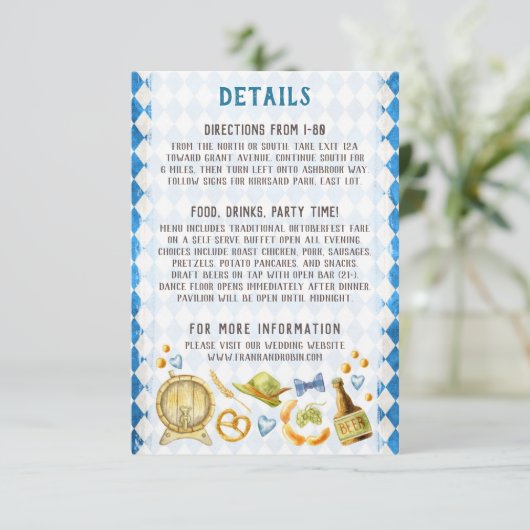 オクトーバーフェスト結婚のビール素朴詳細の方向 エンクロージャーカード (スタンド正面)