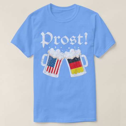 オクトーバーフェスト2022アメリカンドイツ国旗のビールベスト Tシャツ (デザイン正面)