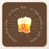 オクトーバーフェスト20xxビールグラスブラウン日が差すこと スクエアペーパーコースター (正面)