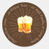 オクトーバーフェスト20xxビールグラスブラウン日が差すこと ラウンドシール (正面)