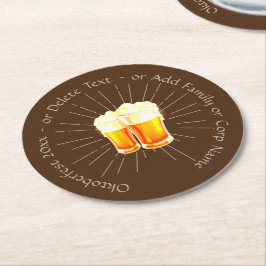 オクトーバーフェスト20xxビールグラスブラウン日が差すこと ラウンドペーパーコースター