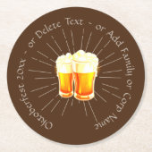 オクトーバーフェスト20xxビールグラスブラウン日が差すこと ラウンドペーパーコースター (正面)