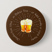 オクトーバーフェスト20xxビールグラスブラウン日が差すこと 缶バッジ (正面)