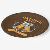 オクトーバーフェスト20xx年スタインズブラウンビールパーティー9" ペーパープレート (アングル)