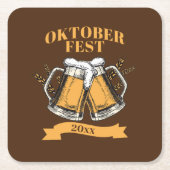 オクトーバーフェスト20xx年スタインズブラウンビールパーティー スクエアペーパーコースター (正面)