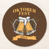 オクトーバーフェスト20xx年スタインズブラウンビールパーティー ラウンドペーパーコースター (正面)