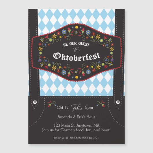 オクトーバーフェスト(オクトバーフェスト)ドイツパーティの招待状 マグネット招待状 (正面)