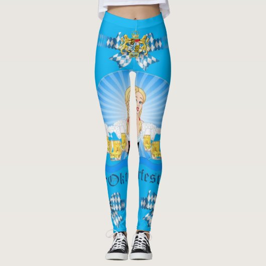 オクトーバーフェスト/ドイツで最も人気のあるバイエルンの紋章レギンス レギンス (正面)