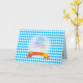 オクトーバーフェスト ビール祭り 装飾 青い模様 カード (黄色い花)