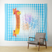 オクトーバーフェスト ビール祭り 装飾 青い模様 タペストリー (インサイチュ(横))