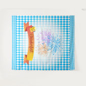 オクトーバーフェスト ビール祭り 装飾 青い模様 タペストリー (正面(横))