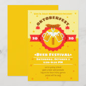 オクトーバーフェスト ビール ソーセージ プレッツェル バーチャルパーティー 招待状 (正面/裏面)