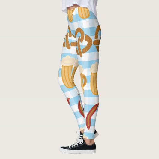 オクトーバーフェスト:ビール、プレッツェル、ソーセージパターン レギンス (左)