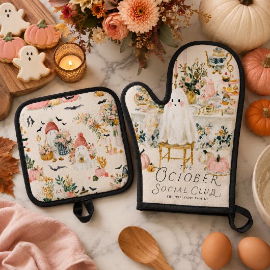 オクトーバー・ソーシャル・クラブのハロウィンキッチン 鍋つかみ&鍋敷きセット