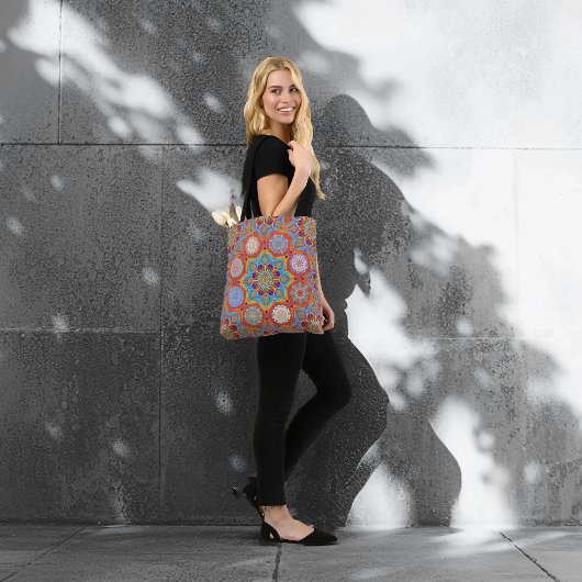 オクト光沢剤アラベスクムーリッシュレッドスタイル トートバッグ