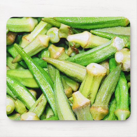 オクラの緑の野菜 マウスパッド (正面)