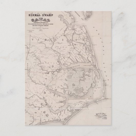 オクラコクバージニア1867アンティークの地図 ポストカード (正面)