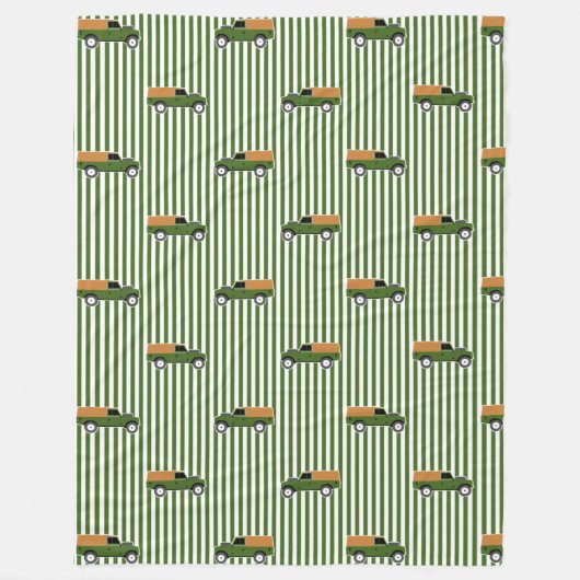 オクラシックリーブグリーンソフトトップシリーズ3ランドローバー フリースブランケット (正面)