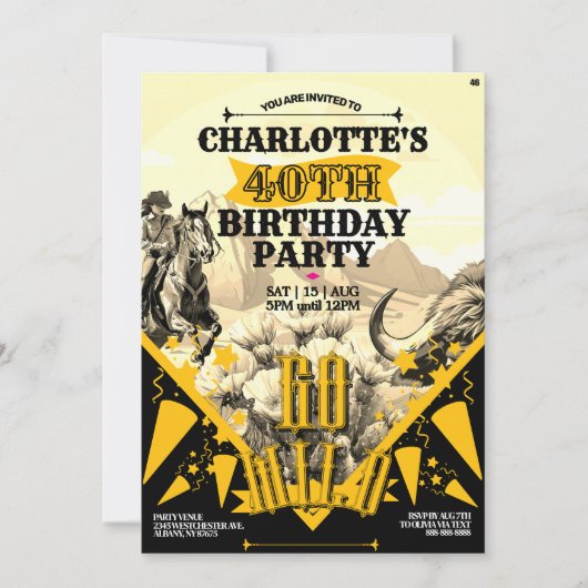 オクラホマのカウガール切手 招待状 (正面)