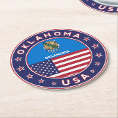 オクラホマのステッカー、電話ケース ラウンドペーパーコースター (アングル)