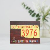オクラホマのナンバープレートの地図の郵便はがき ポストカード (スタンド正面)