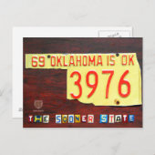 オクラホマのナンバープレートの地図の郵便はがき ポストカード (正面/裏面)