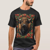 オクラホマのバイソンに囲まれたオクラホマ・ローズ Tシャツ (正面)