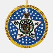 オクラホマの州のシールアメリカ共和国の記号の旗 セラミックオーナメント (正面)