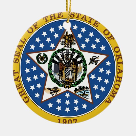 オクラホマの州のシールアメリカ共和国の記号の旗 セラミックオーナメント (正面)