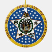 オクラホマの州のシールアメリカ共和国の記号の旗 セラミックオーナメント (裏面)