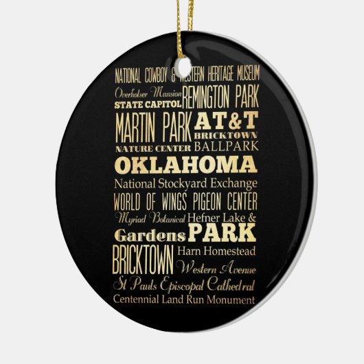 オクラホマの州のタイポグラフィの芸術のオクラホマシティー セラミックオーナメント (左)