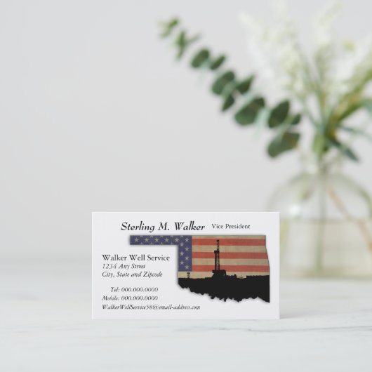オクラホマの愛国心が強い石油開発の装備 名刺 (スタンド正面)
