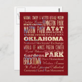 オクラホマの有名な場所、統一された州。 ポストカード (正面/裏面)