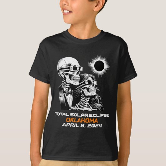 オクラホマの皆既日食スケルトン Tシャツ (正面)