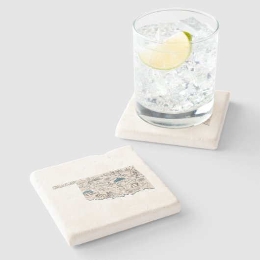 オクラホマアンティーク写真マップヴィンテージ州グラフ ストーンコースター (横)