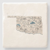 オクラホマアンティーク写真マップヴィンテージ州グラフ ストーンコースター (正面)