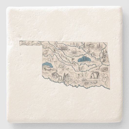 オクラホマアンティーク写真マップヴィンテージ州グラフ ストーンコースター (正面)