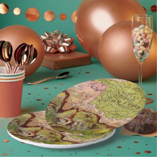 オクラホマインディアンテリトリ画像ヴィンテージマップ ペーパープレート (複数)