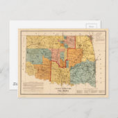 オクラホマインディアン州の地図(1890年) ポストカード (正面/裏面)