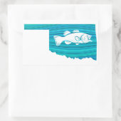 オクラホマウェーブ魚釣り 長方形シール (バッグ)