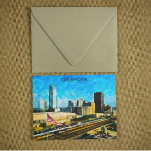 オクラホマカラフルシティスカイラインパノラマビュー ポストカード