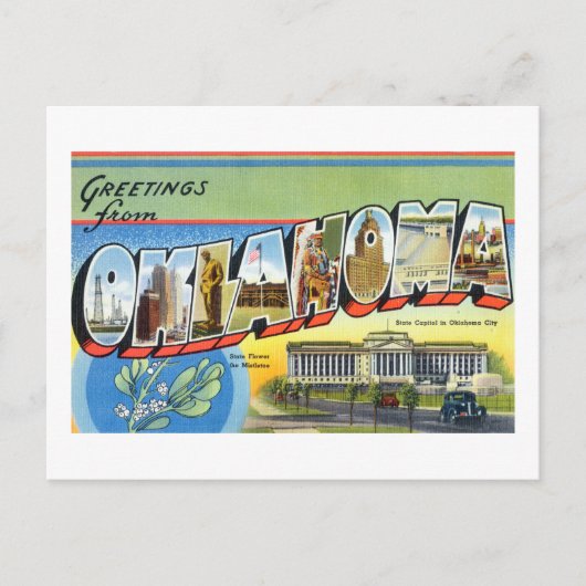 オクラホマカラフルポスターからのヴィンテージ挨拶 ポストカード (正面)