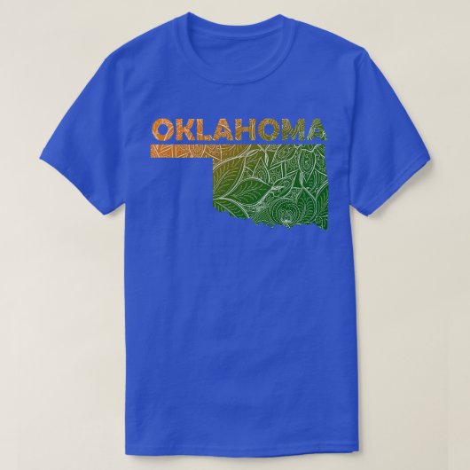 オクラホマカラフルマのマンダラ美術地図と文字 Tシャツ (デザイン正面)