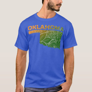 オクラホマカラフルマのマンダラ美術地図と文字 Tシャツ