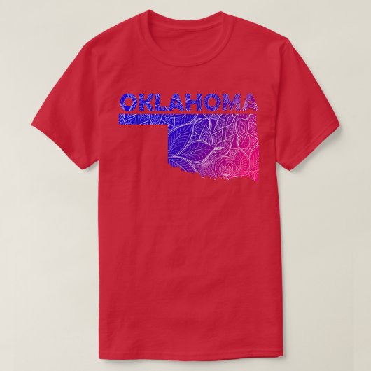 オクラホマカラフルマのマンダラ美術地図と文字 Tシャツ (デザイン正面)