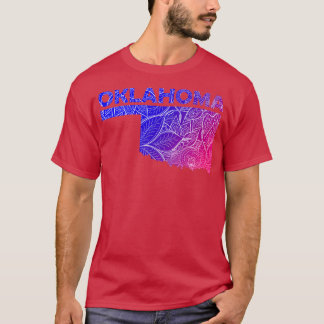 オクラホマカラフルマのマンダラ美術地図と文字 Tシャツ